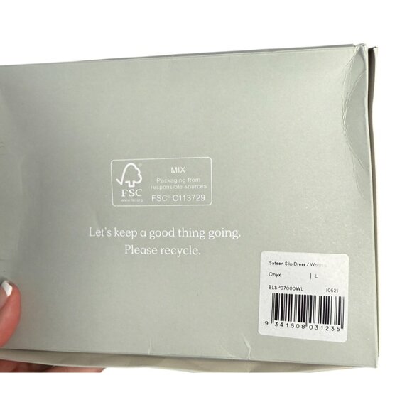 Ettitude Sateen Slip Dress in Onyx Black NWT - Size L - Picture 6 of 7